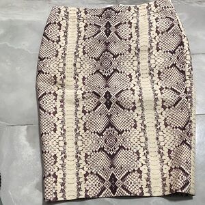 J. Crew Cream and Brown Snakeskin Pencil Skirt